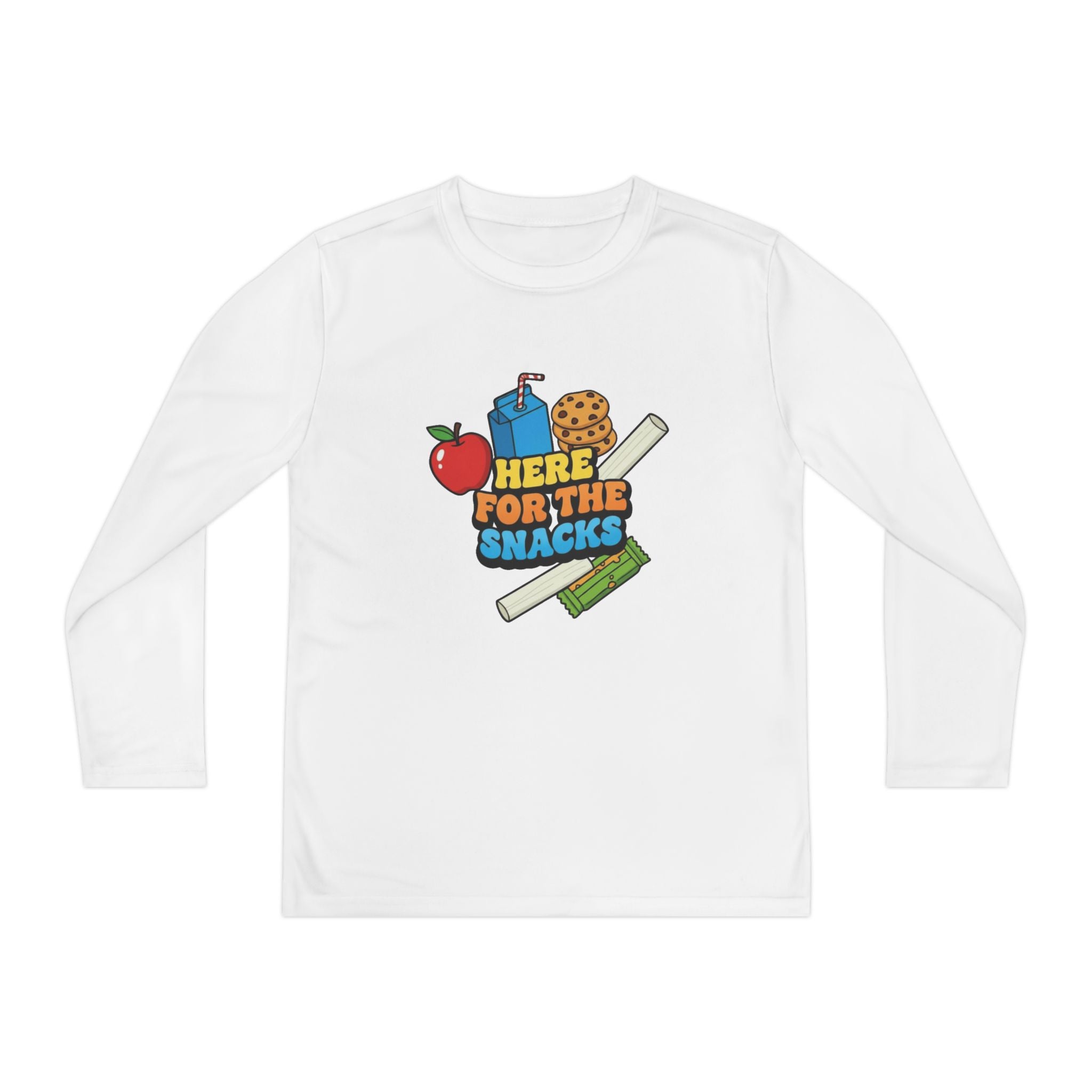 Here For The Snacks | Kids Long Sleeve Tee | Funny Back-to-School Graphic Shirt
