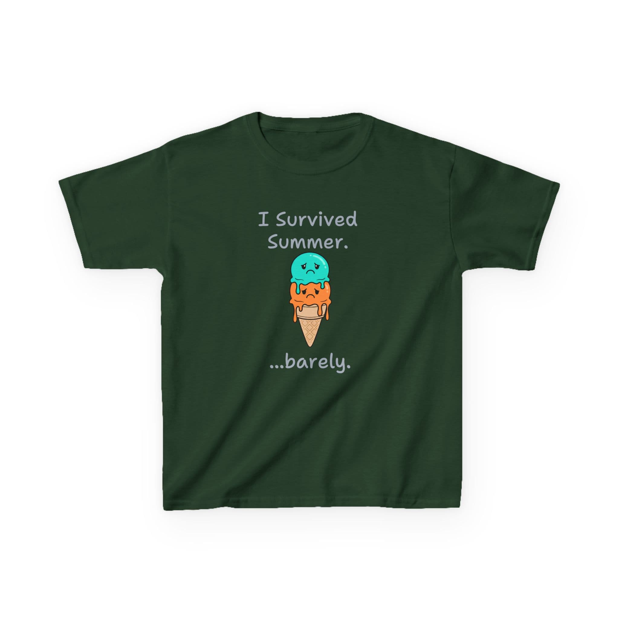 I Survived Summer...Barely | Kids Graphic Tee | Cute Ice Cream Design
