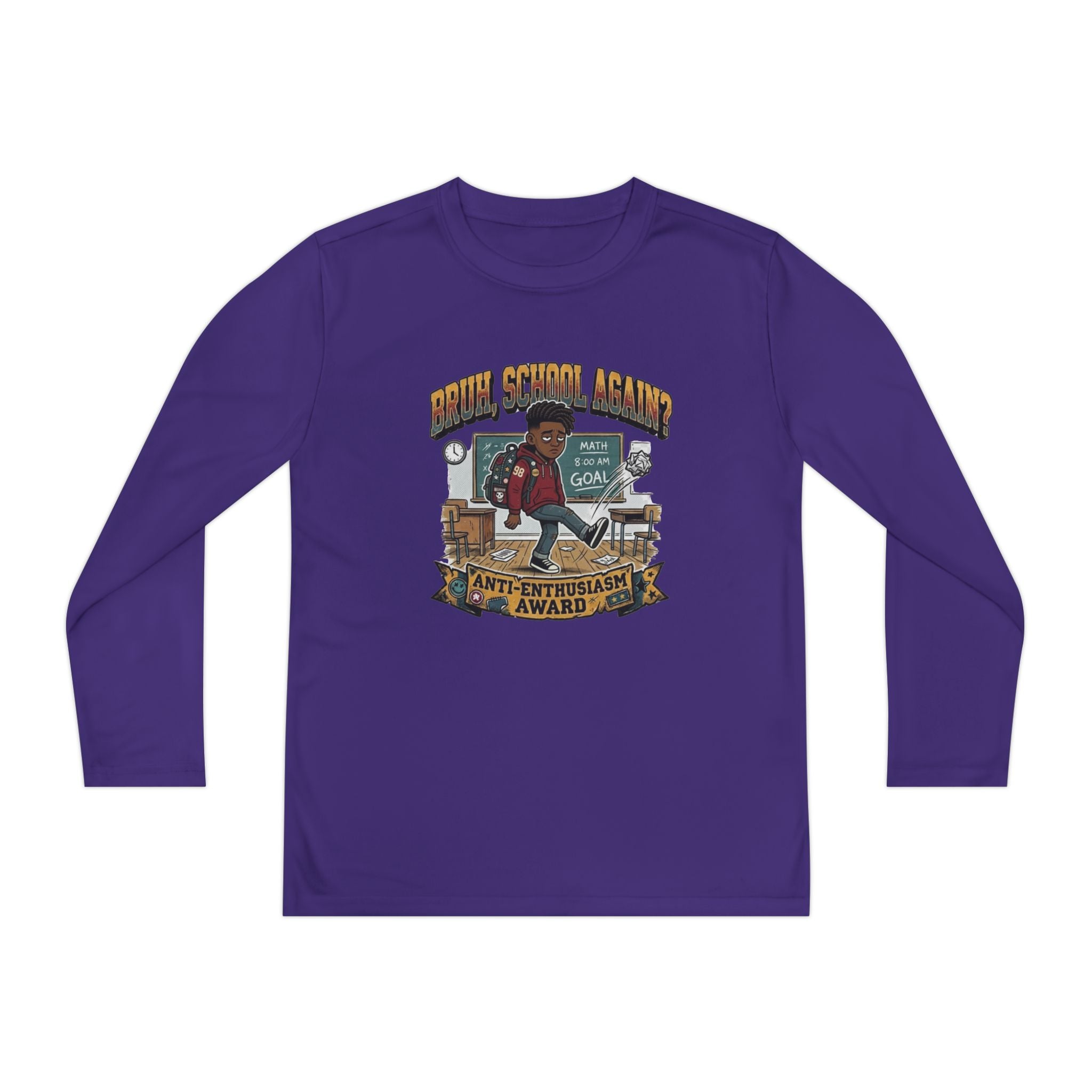 Already Over It. — Kids Long Sleeve Graphic Tee Character 2