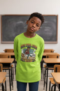 Bruh. School Again. — Kids Long Sleeve Graphic Tee Character 1