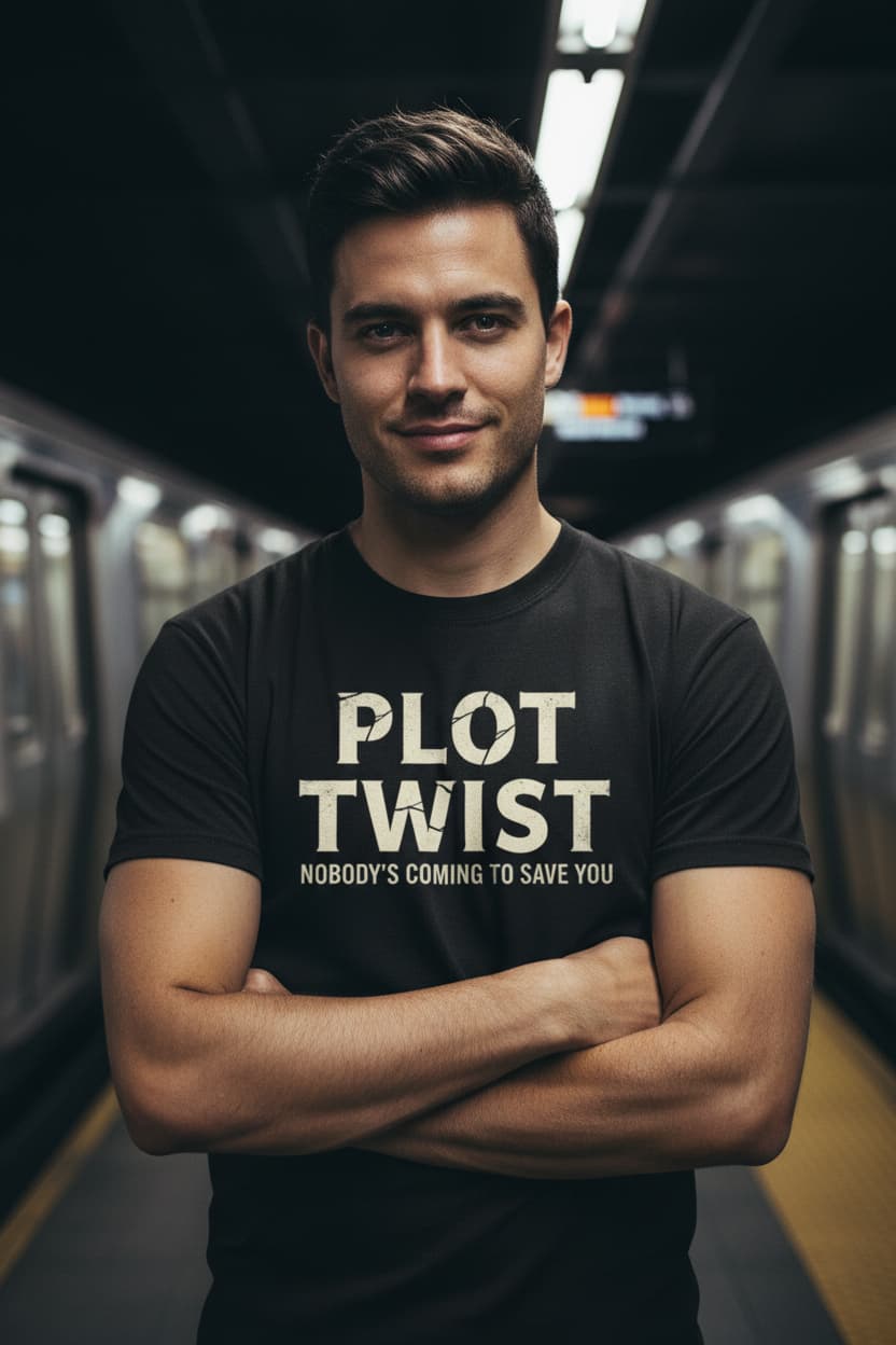 Plot Twist Tee — "Nobody's Coming to Save You" Graphic T-Shirt