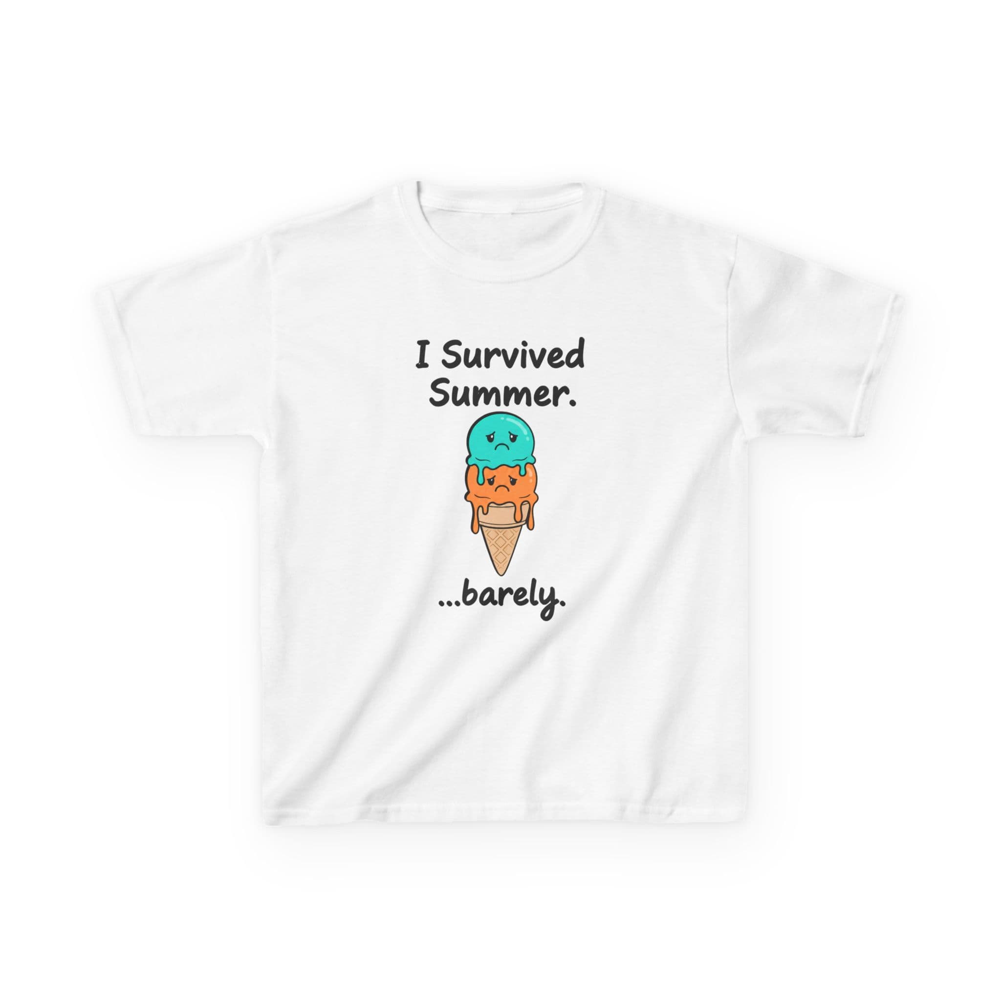 I Survived Summer...Barely | Kids Graphic Tee | Cute Ice Cream Design