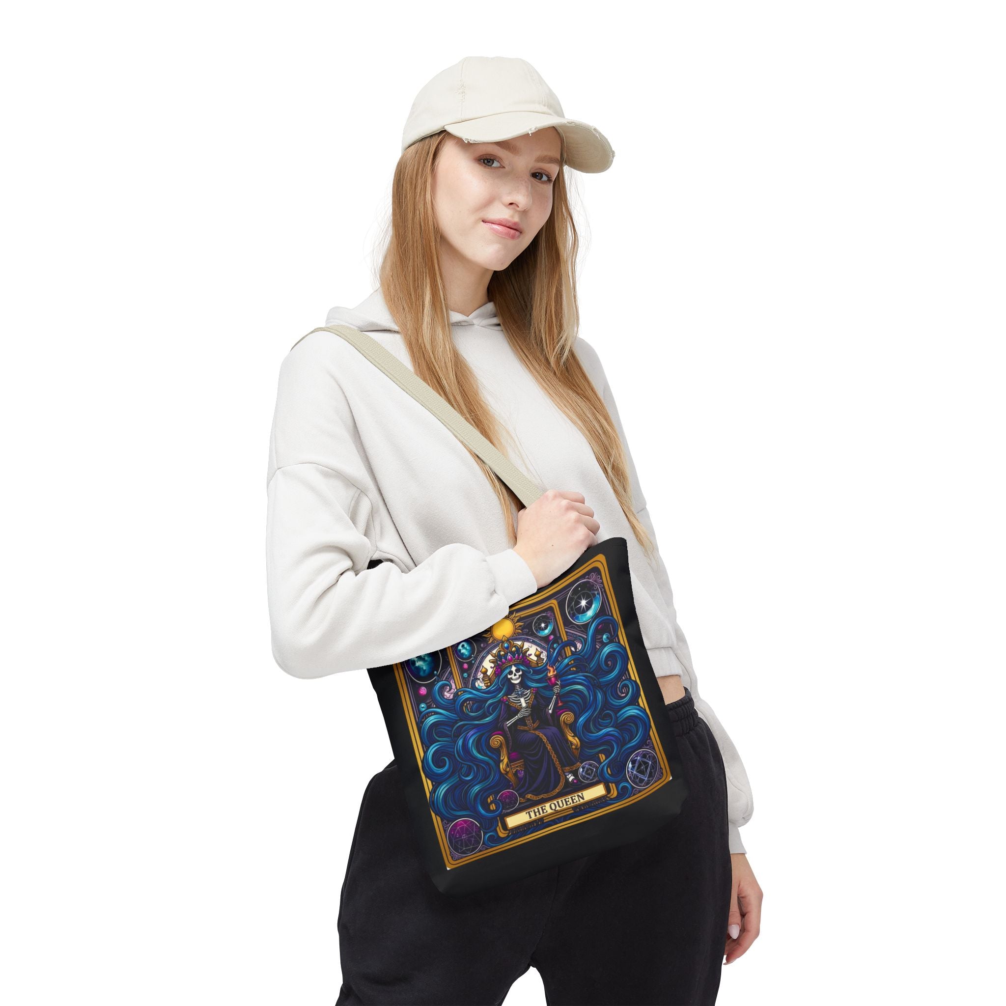 Tarot Art Tote Bag — Mystic Crown Design | Polyester, Reinforced Handles, 5 Colors