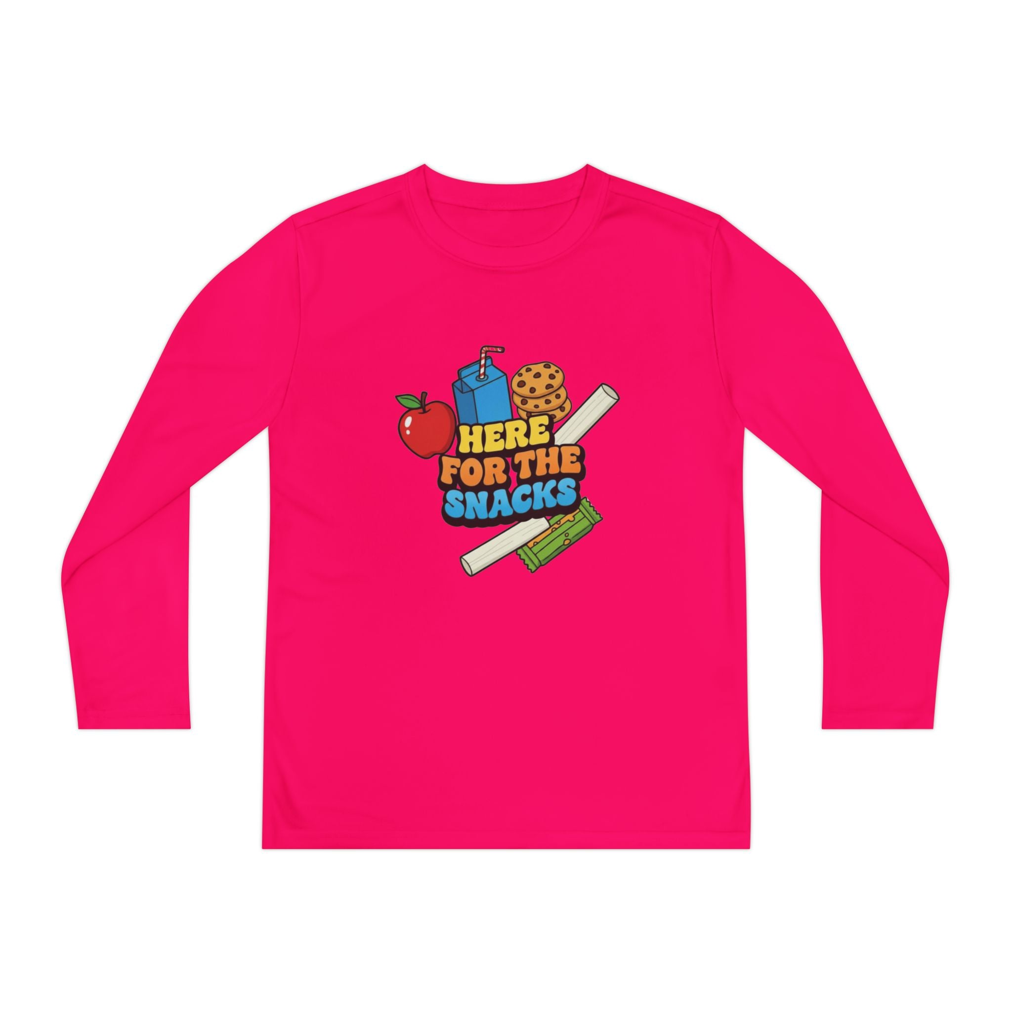 Here For The Snacks | Kids Long Sleeve Tee | Funny Back-to-School Graphic Shirt