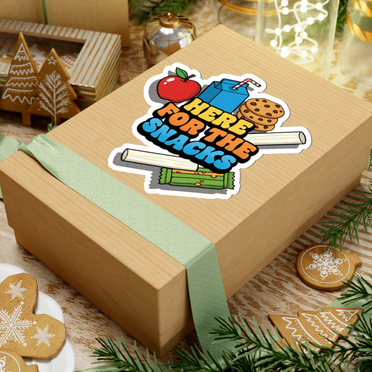 Here For The Snacks | Die-Cut Sticker | Kids Lunch Box & Backpack Sticker