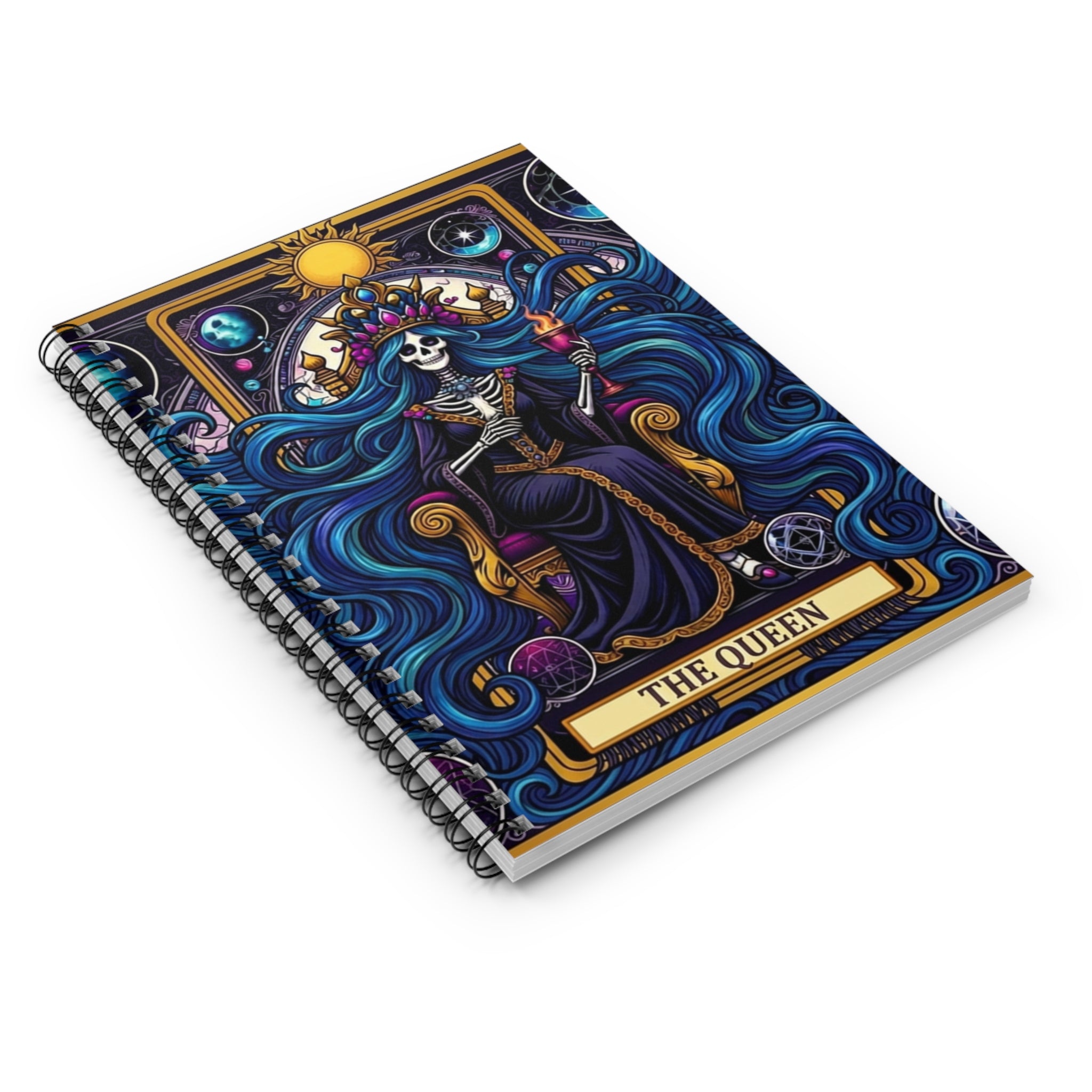 Tarot Queen Spiral Notebook — Gothic Skeleton Queen Ruled Journal