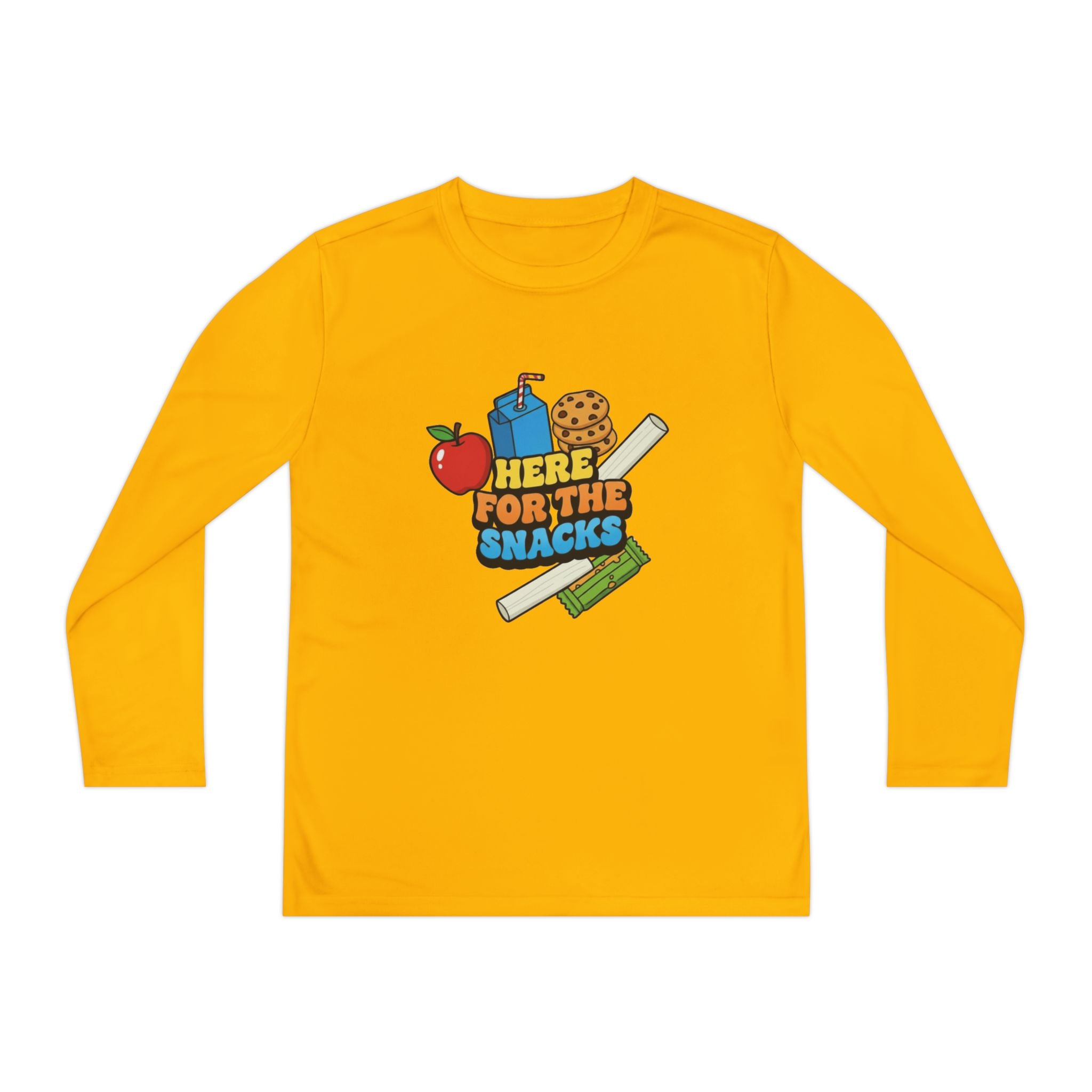 Here For The Snacks | Kids Long Sleeve Tee | Funny Back-to-School Graphic Shirt