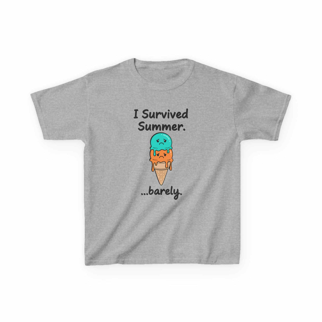 I Survived Summer...Barely | Kids Graphic Tee | Cute Ice Cream Design
