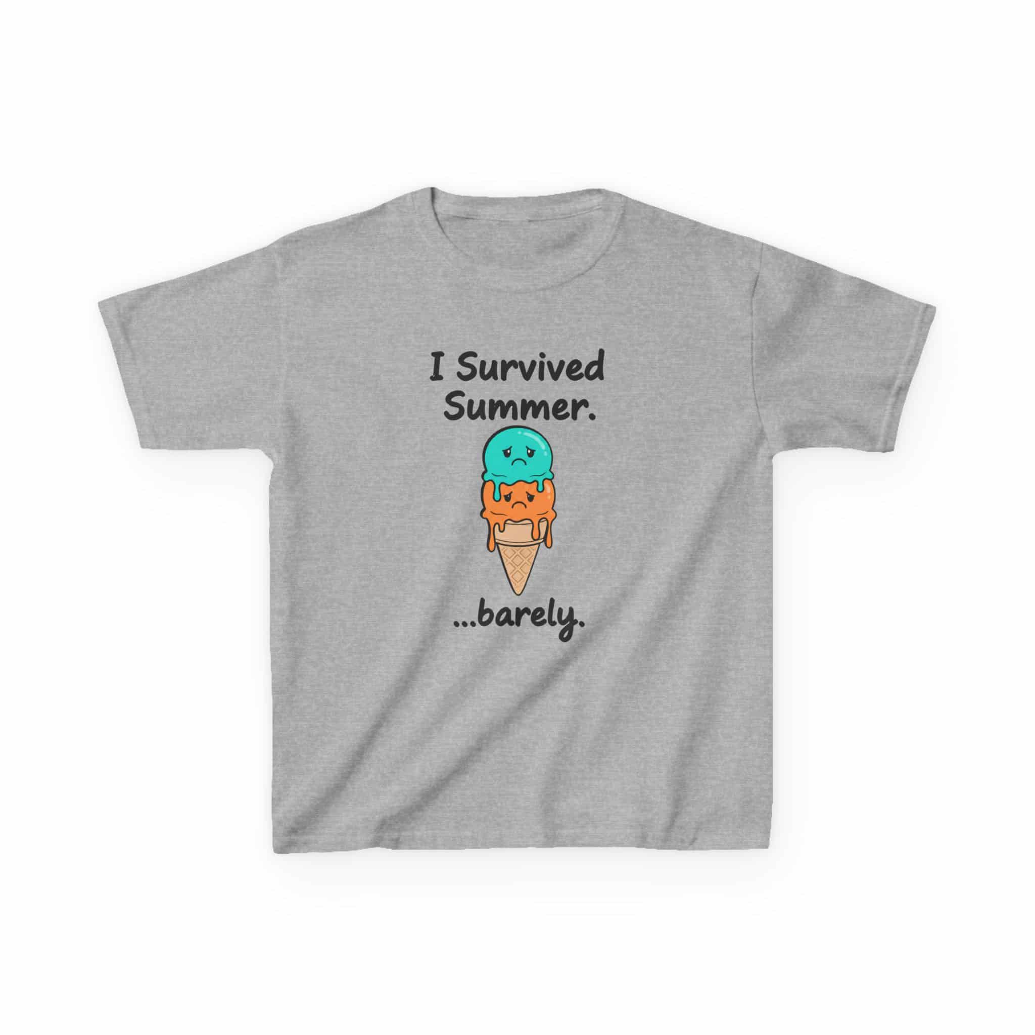 I Survived Summer...Barely | Kids Graphic Tee | Cute Ice Cream Design