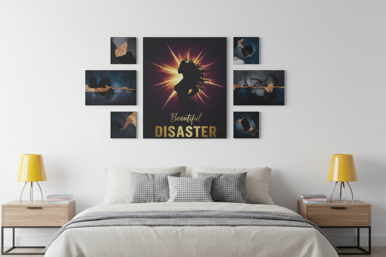 Beautiful Disaster — Crown Silhouette Canvas Wall Art | Gallery Wrap, 3 Sizes