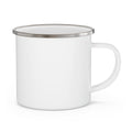 Enamel Mug — Minimal White Camping Mug (stamped ‘DEDUCTIBLE’)