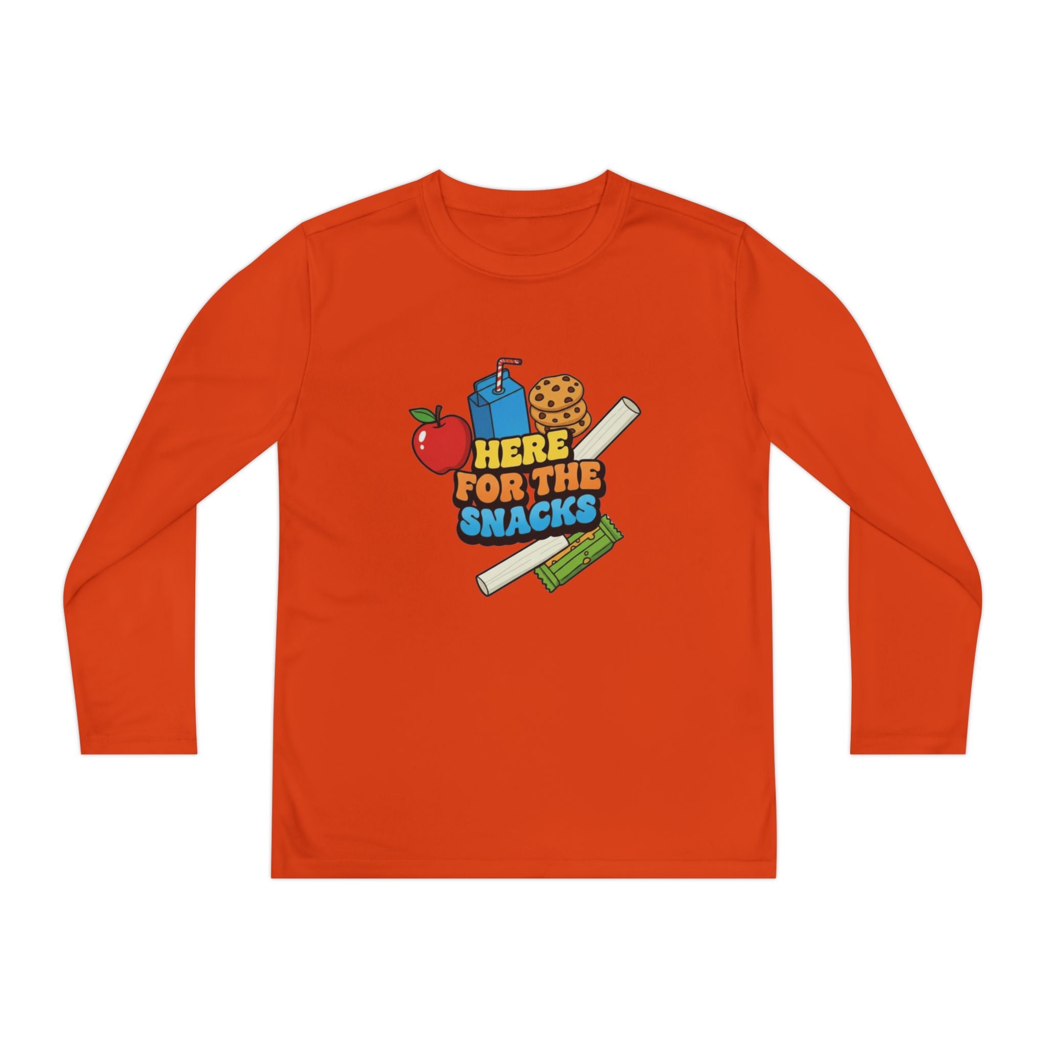 Here For The Snacks | Kids Long Sleeve Tee | Funny Back-to-School Graphic Shirt