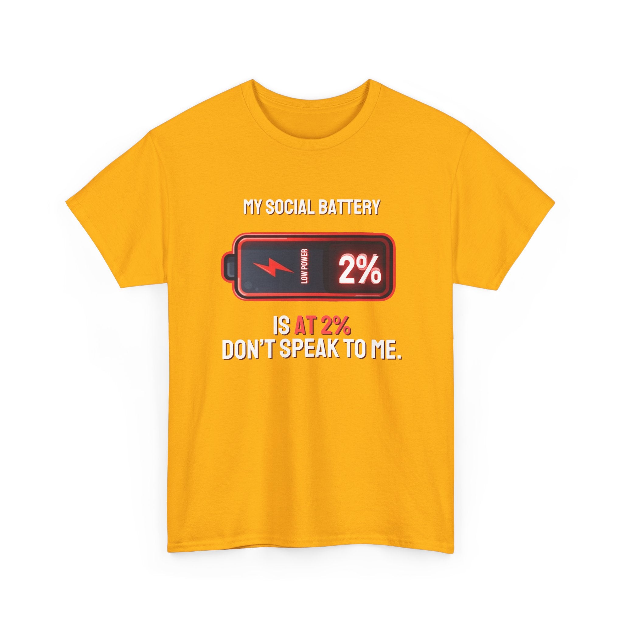 Social Battery Is At 2% — Funny Introvert Graphic Tee | Ring-Spun Cotton