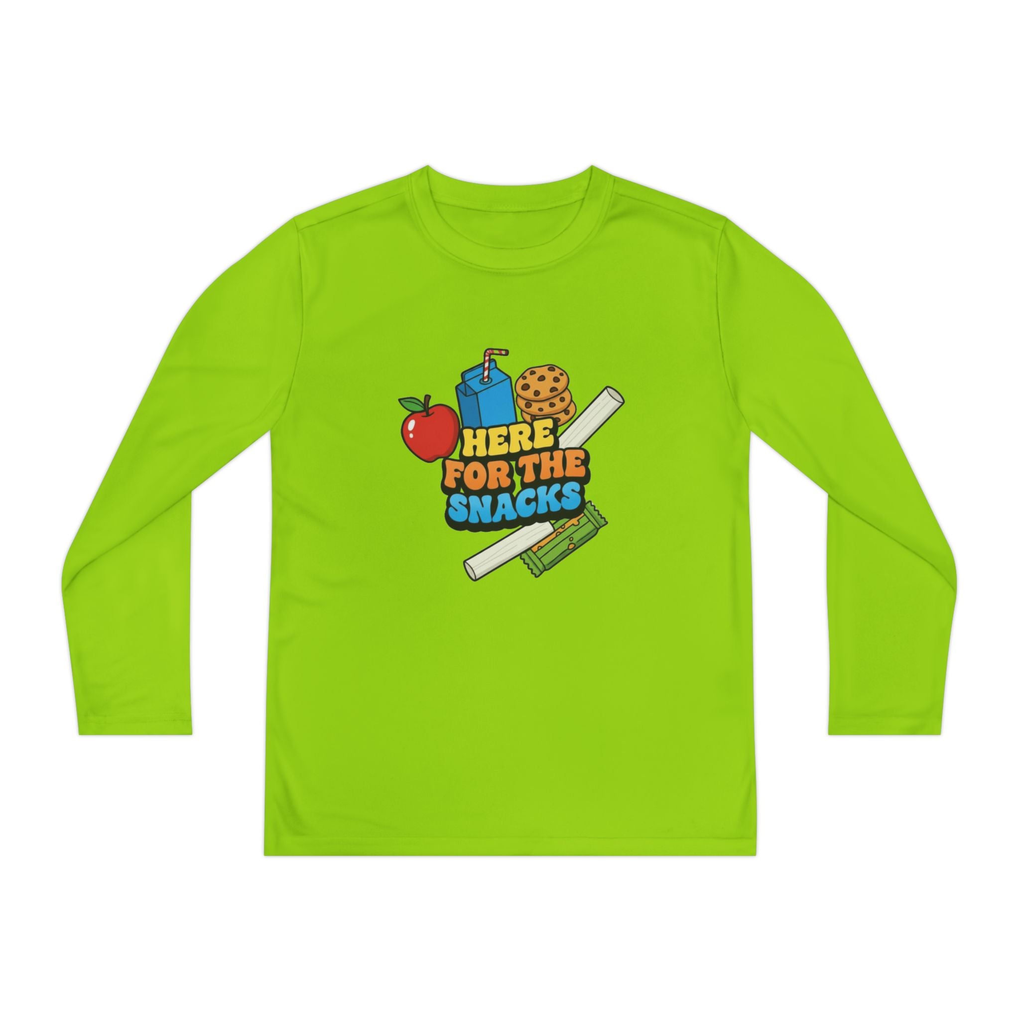 Here For The Snacks | Kids Long Sleeve Tee | Funny Back-to-School Graphic Shirt