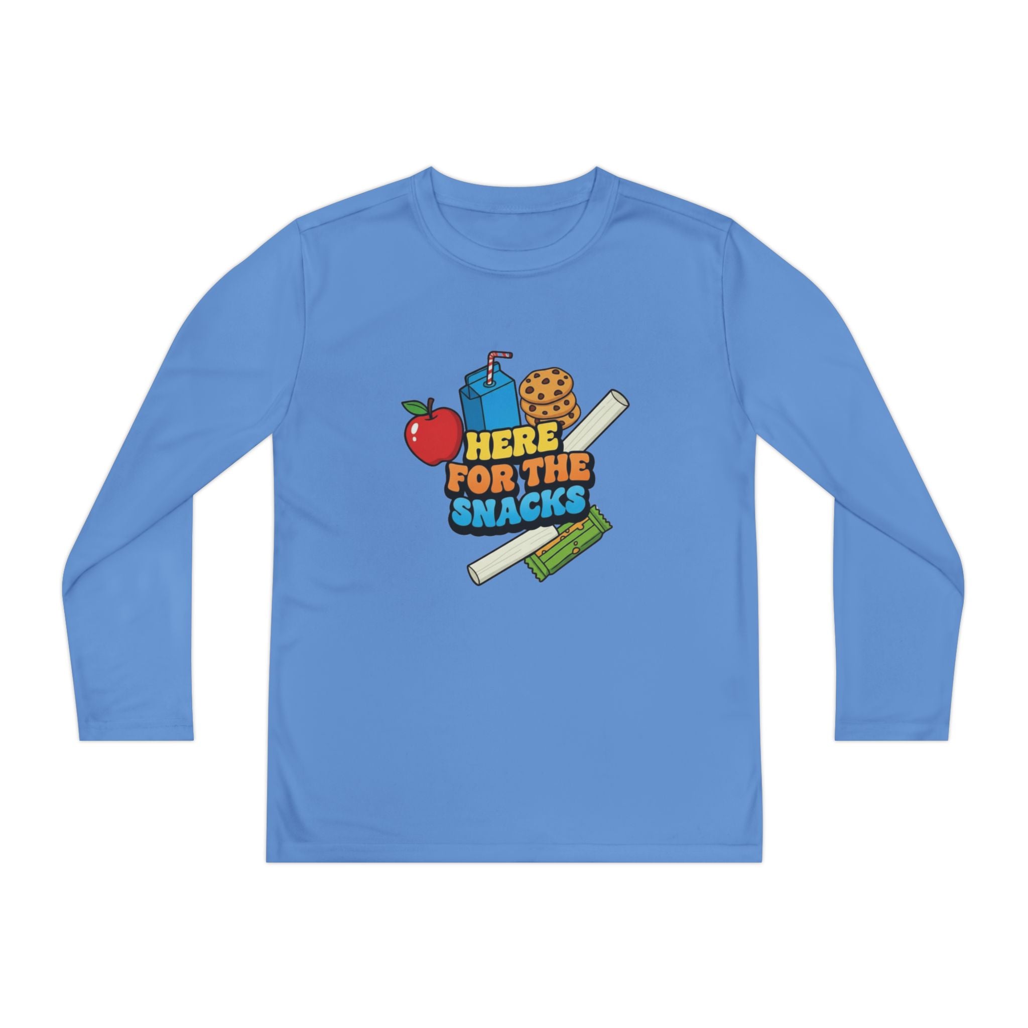Here For The Snacks | Kids Long Sleeve Tee | Funny Back-to-School Graphic Shirt