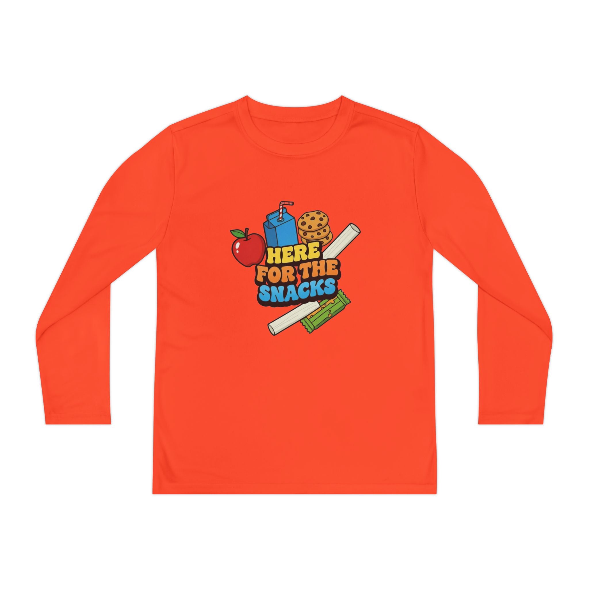 Here For The Snacks | Kids Long Sleeve Tee | Funny Back-to-School Graphic Shirt