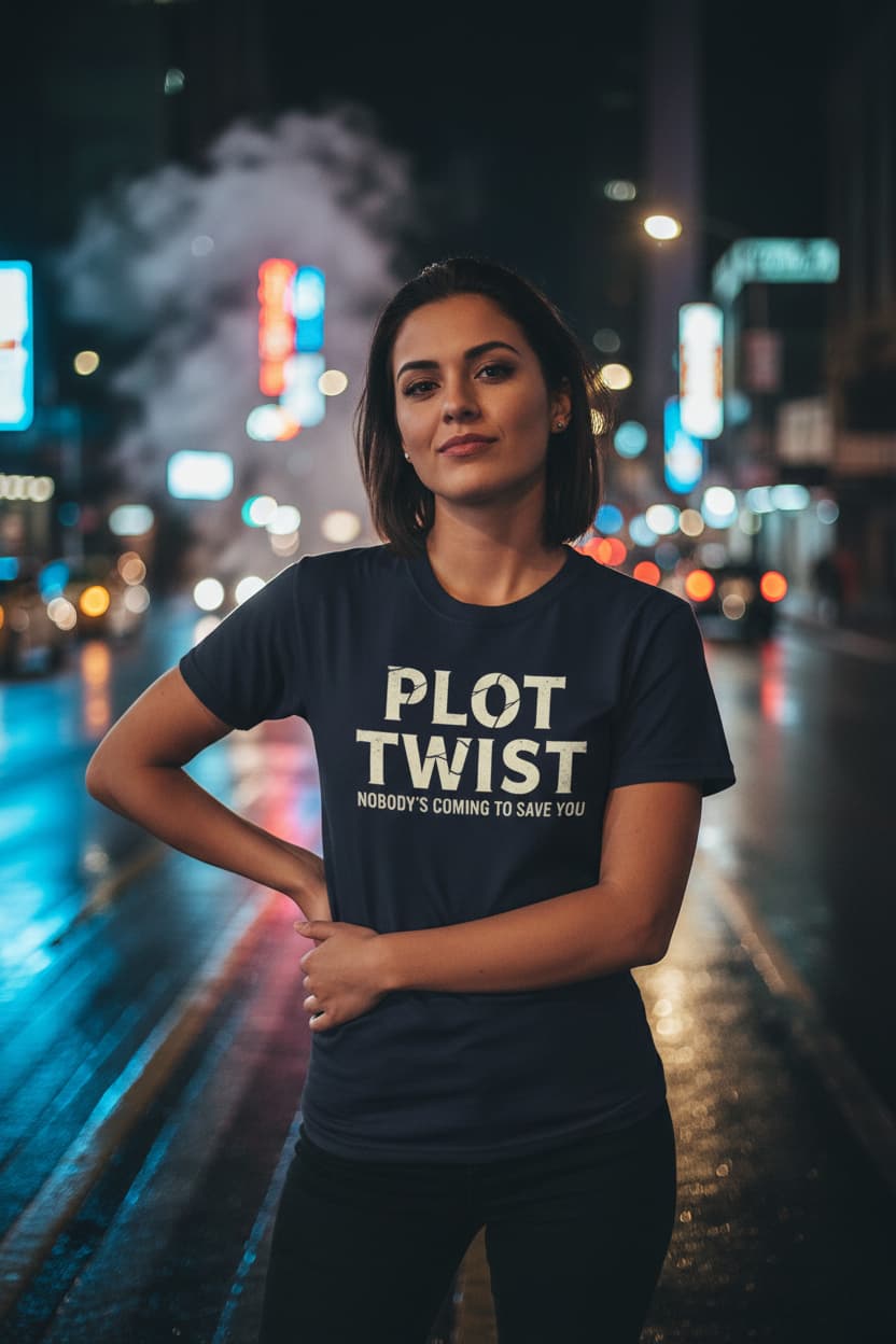Plot Twist Tee — "Nobody's Coming to Save You" Graphic T-Shirt