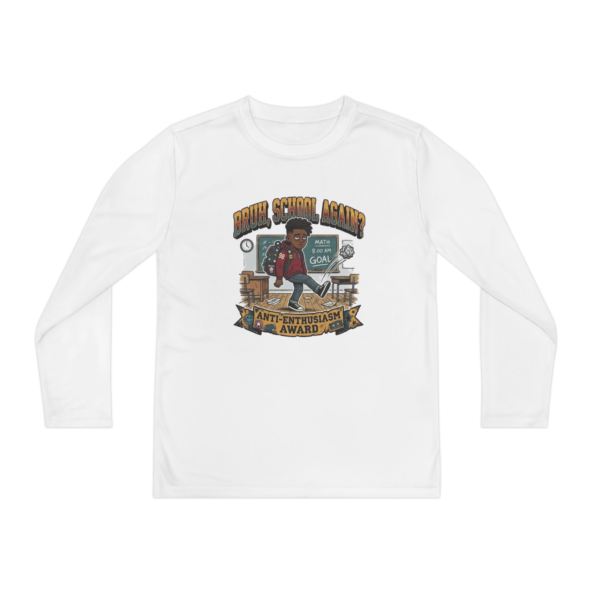 Already Over It. — Kids Long Sleeve Graphic Tee Character 2