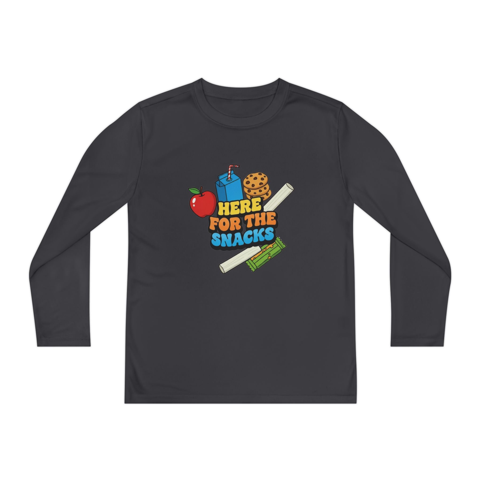 Here For The Snacks | Kids Long Sleeve Tee | Funny Back-to-School Graphic Shirt