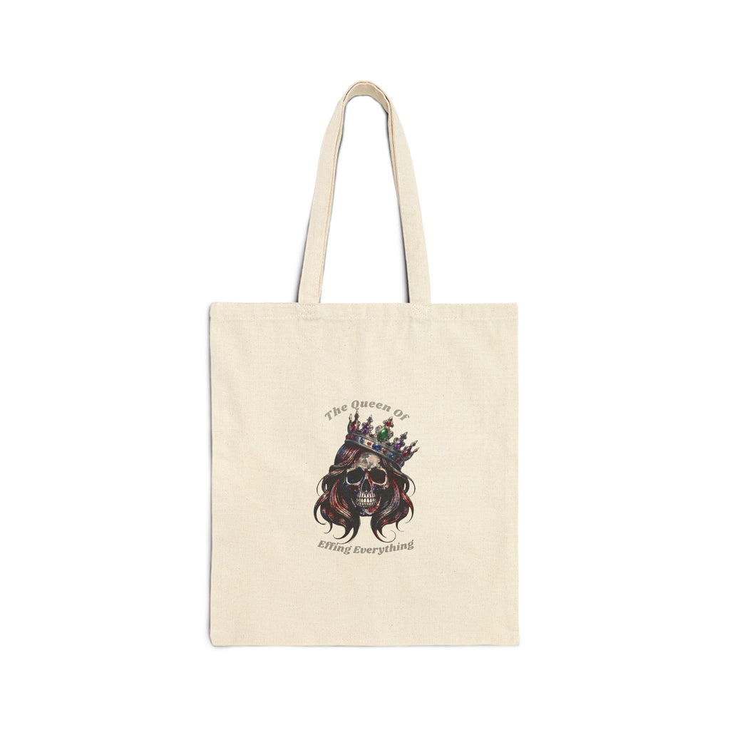 Canvas Tote Bag — Gothic Skull Crown Design (“The Queen is Killing Everything”)