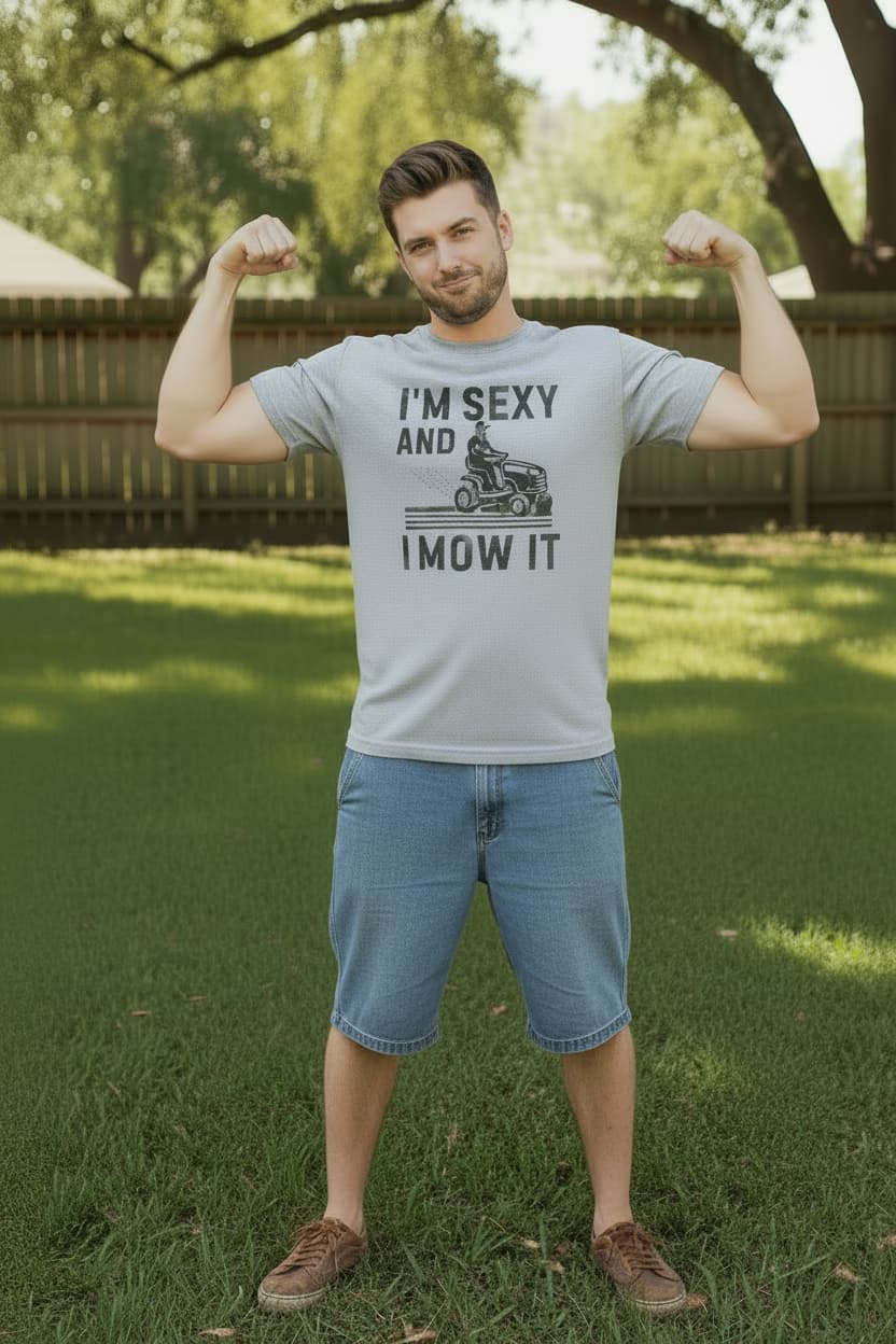 I'm Sexy and I Mow It — Funny Lawn Mower Graphic Tee | 100% Cotton