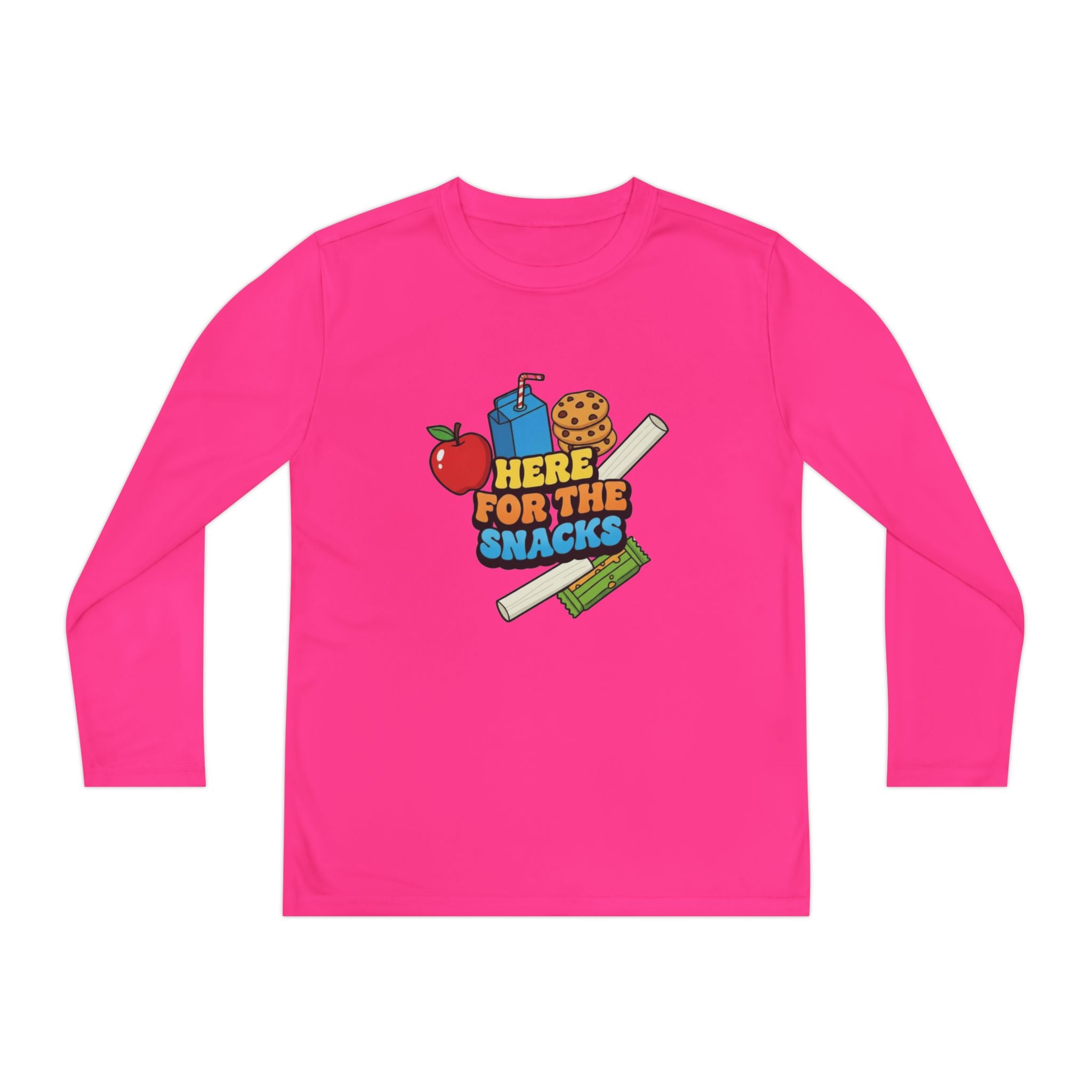 Here For The Snacks | Kids Long Sleeve Tee | Funny Back-to-School Graphic Shirt