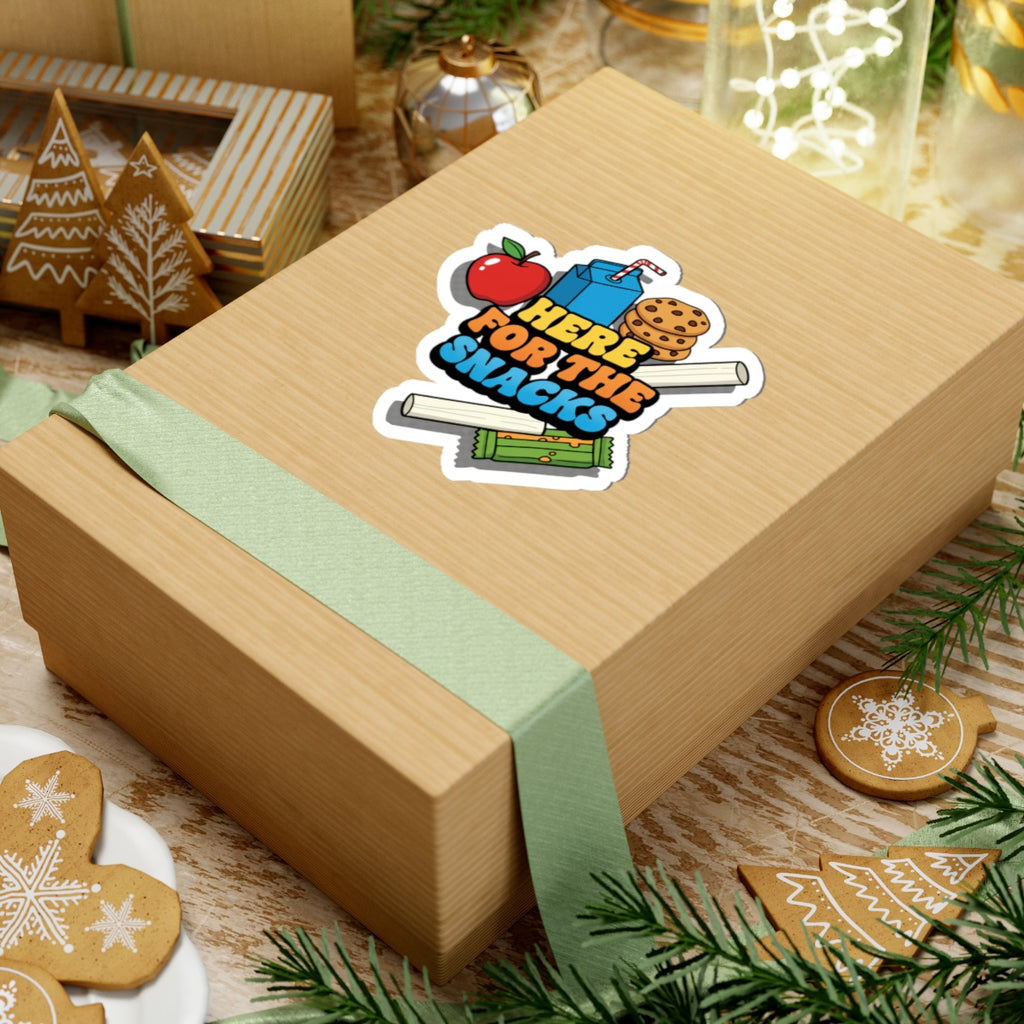 Here For The Snacks | Die-Cut Sticker | Kids Lunch Box & Backpack Sticker