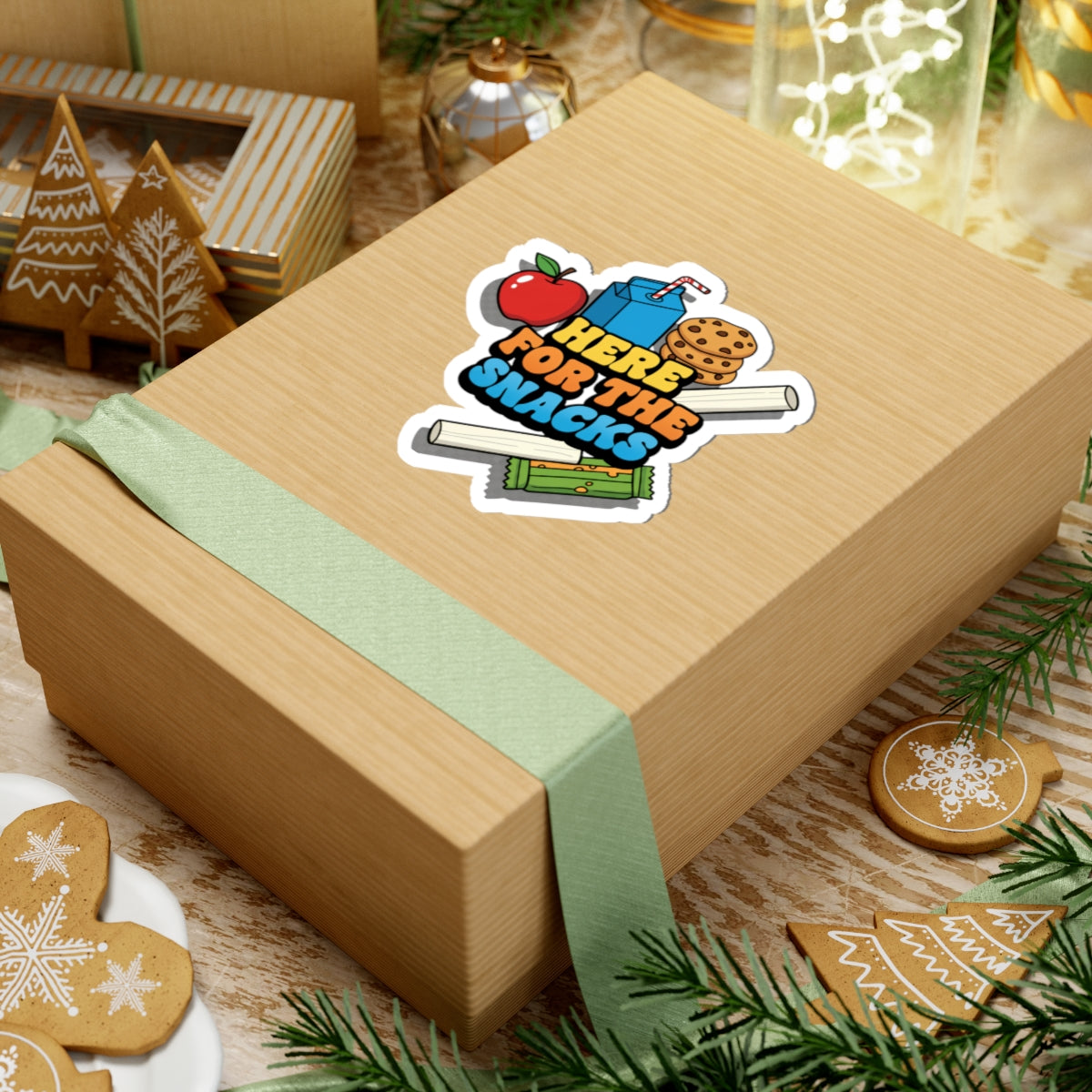 Here For The Snacks | Die-Cut Sticker | Kids Lunch Box & Backpack Sticker