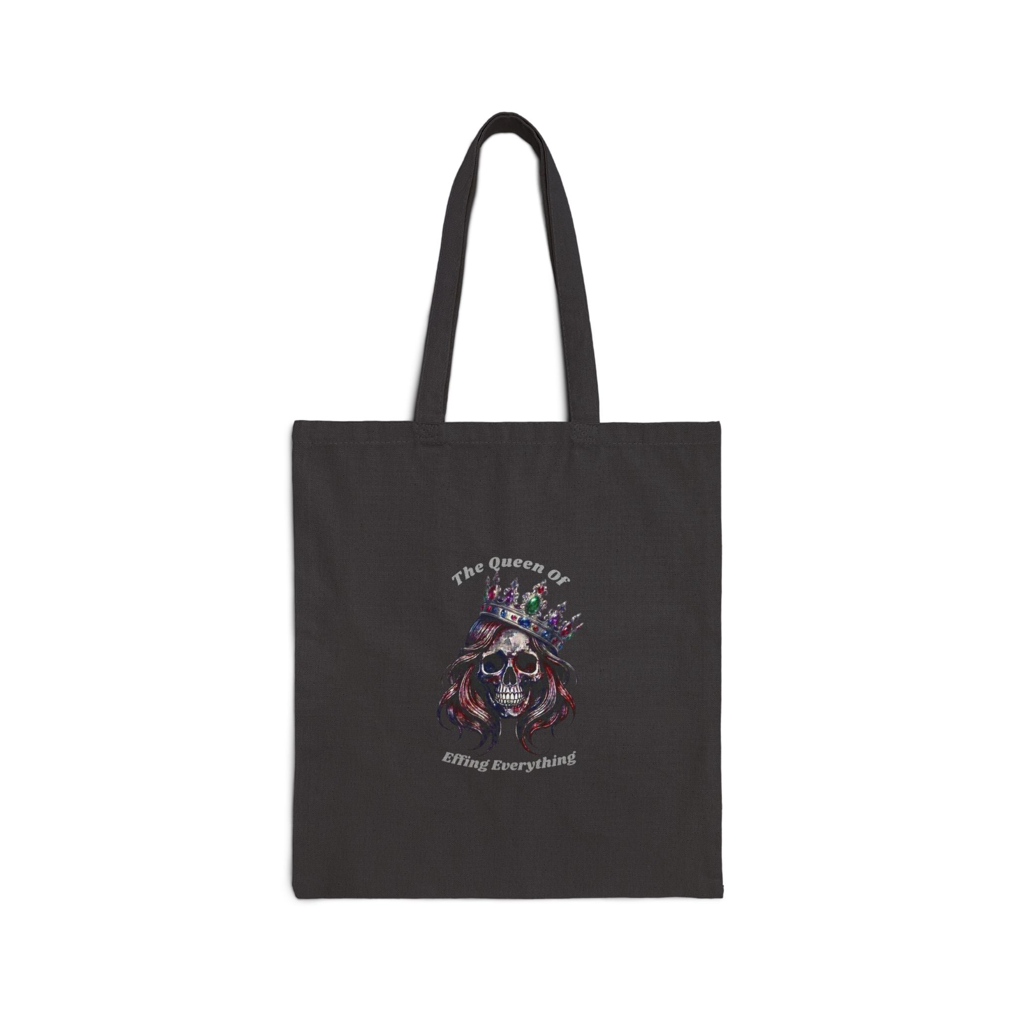 Canvas Tote Bag — Gothic Skull Crown Design (“The Queen is Killing Everything”)