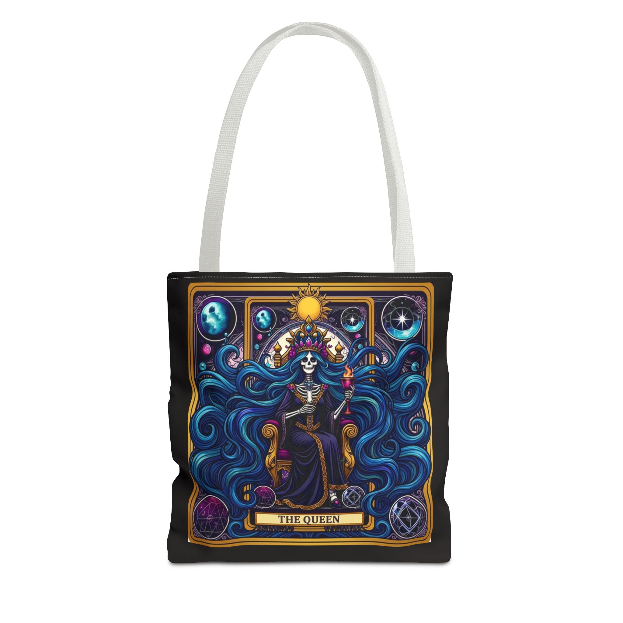 Tarot Art Tote Bag — Mystic Crown Design | Polyester, Reinforced Handles, 5 Colors