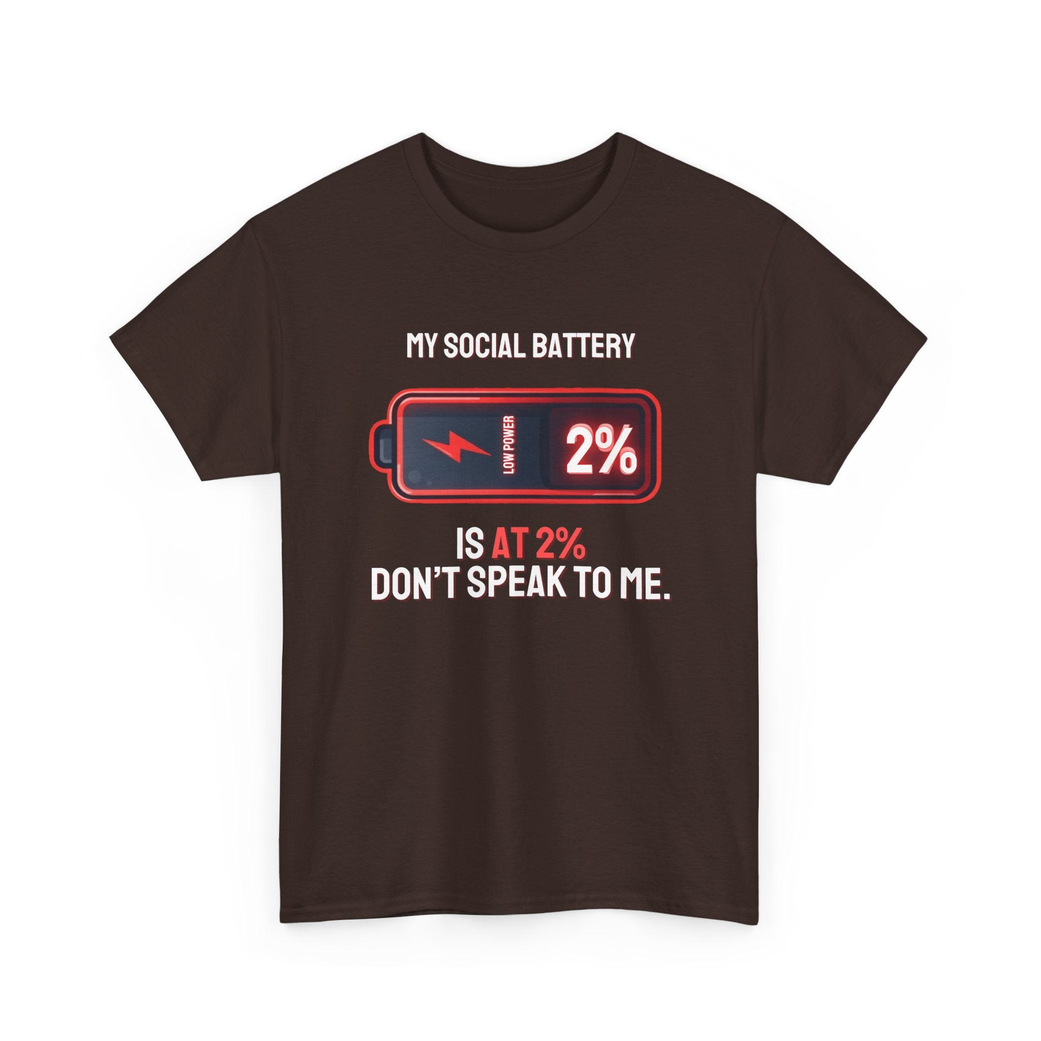 Social Battery Is At 2% — Funny Introvert Graphic Tee | Ring-Spun Cotton