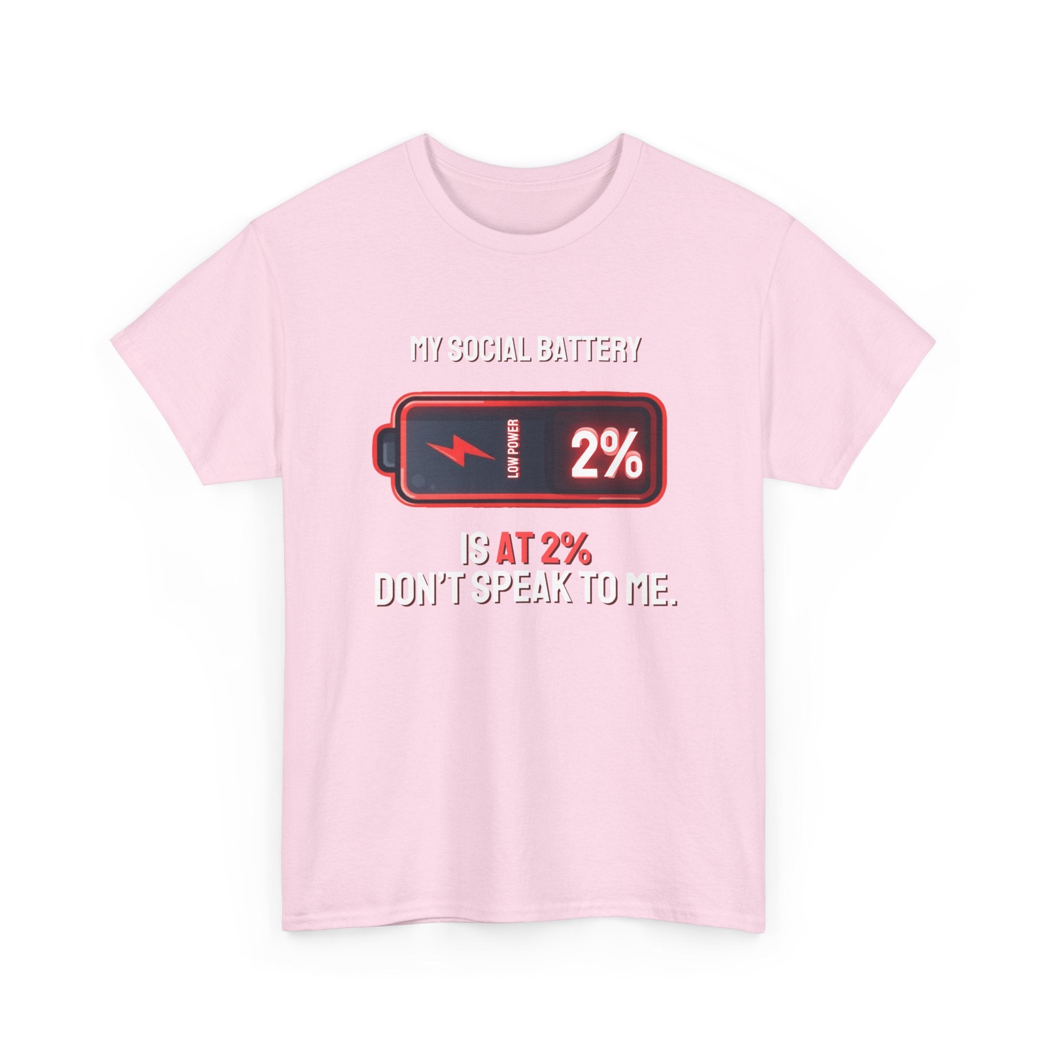 Social Battery Is At 2% — Funny Introvert Graphic Tee | Ring-Spun Cotton
