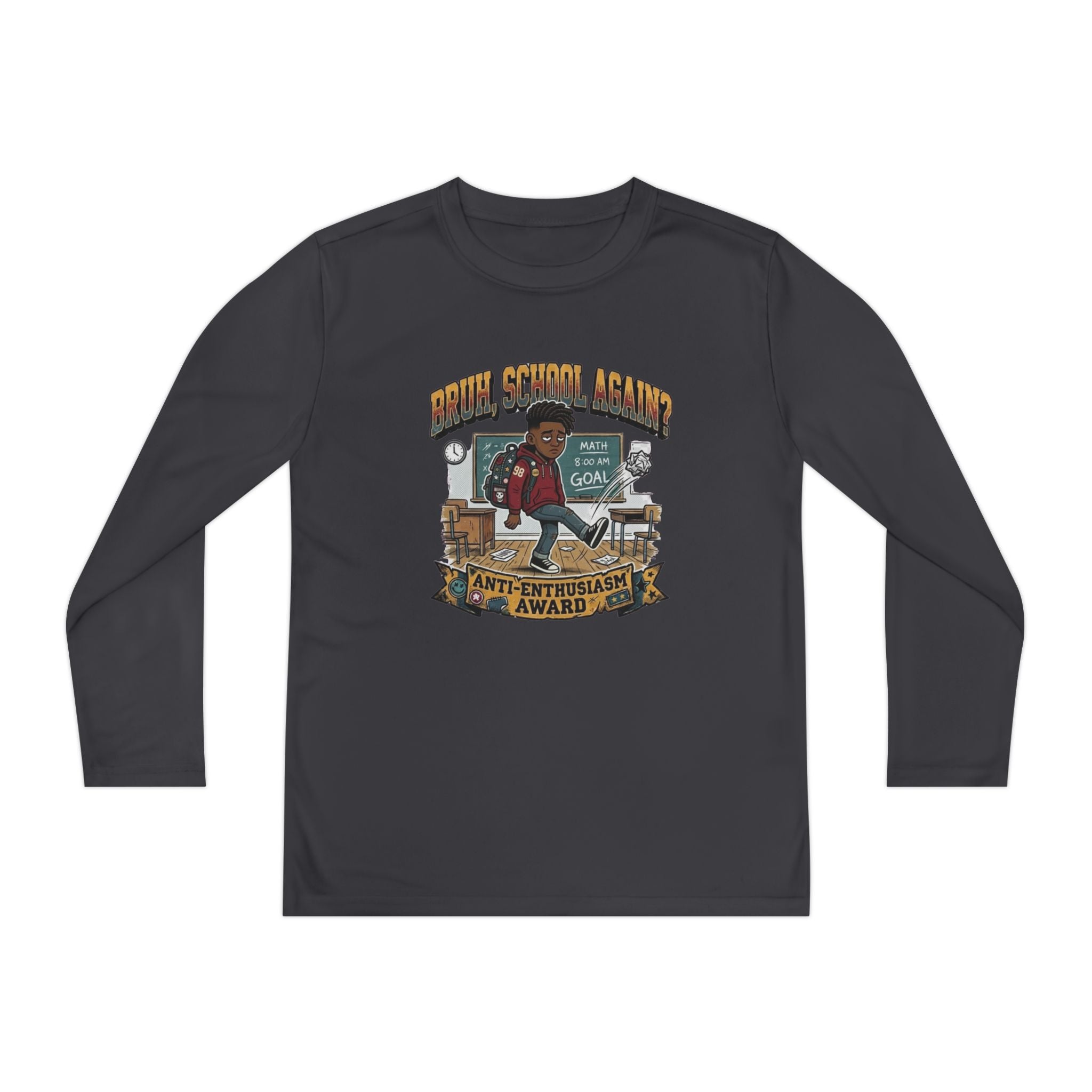 Already Over It. — Kids Long Sleeve Graphic Tee Character 2