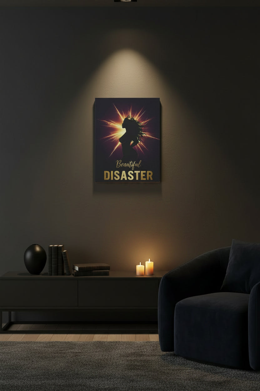 Beautiful Disaster — Crown Silhouette Canvas Wall Art | Gallery Wrap, 3 Sizes