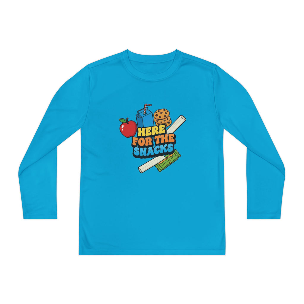 Here For The Snacks | Kids Long Sleeve Tee | Funny Back-to-School Graphic Shirt