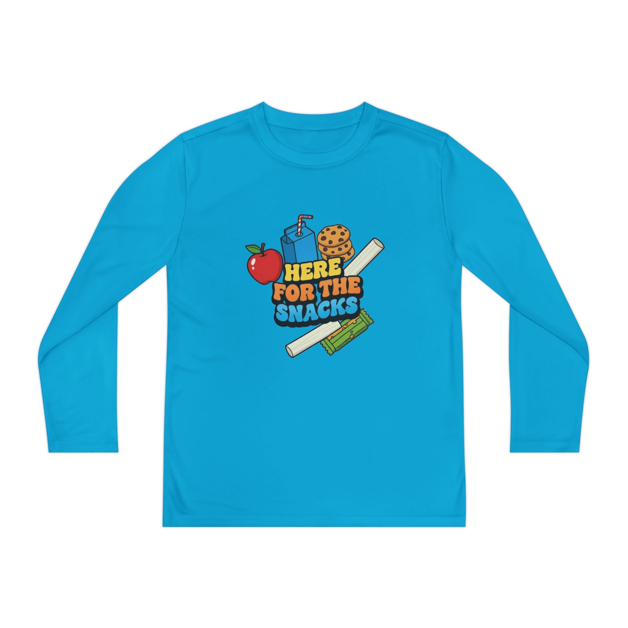 Here For The Snacks | Kids Long Sleeve Tee | Funny Back-to-School Graphic Shirt