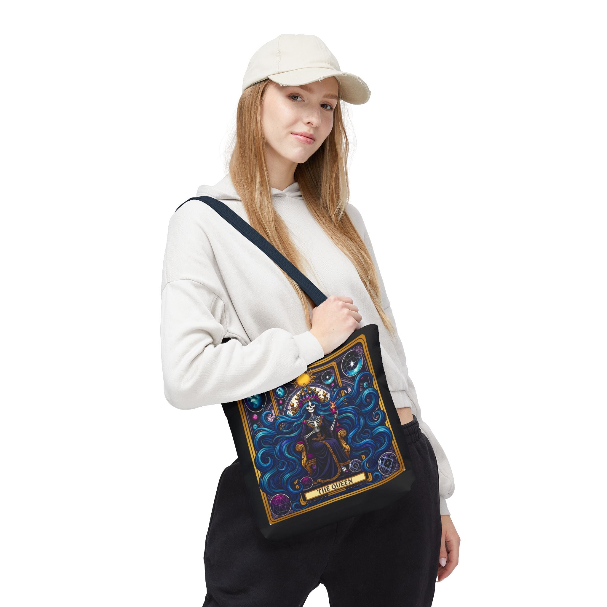 Tarot Art Tote Bag — Mystic Crown Design | Polyester, Reinforced Handles, 5 Colors