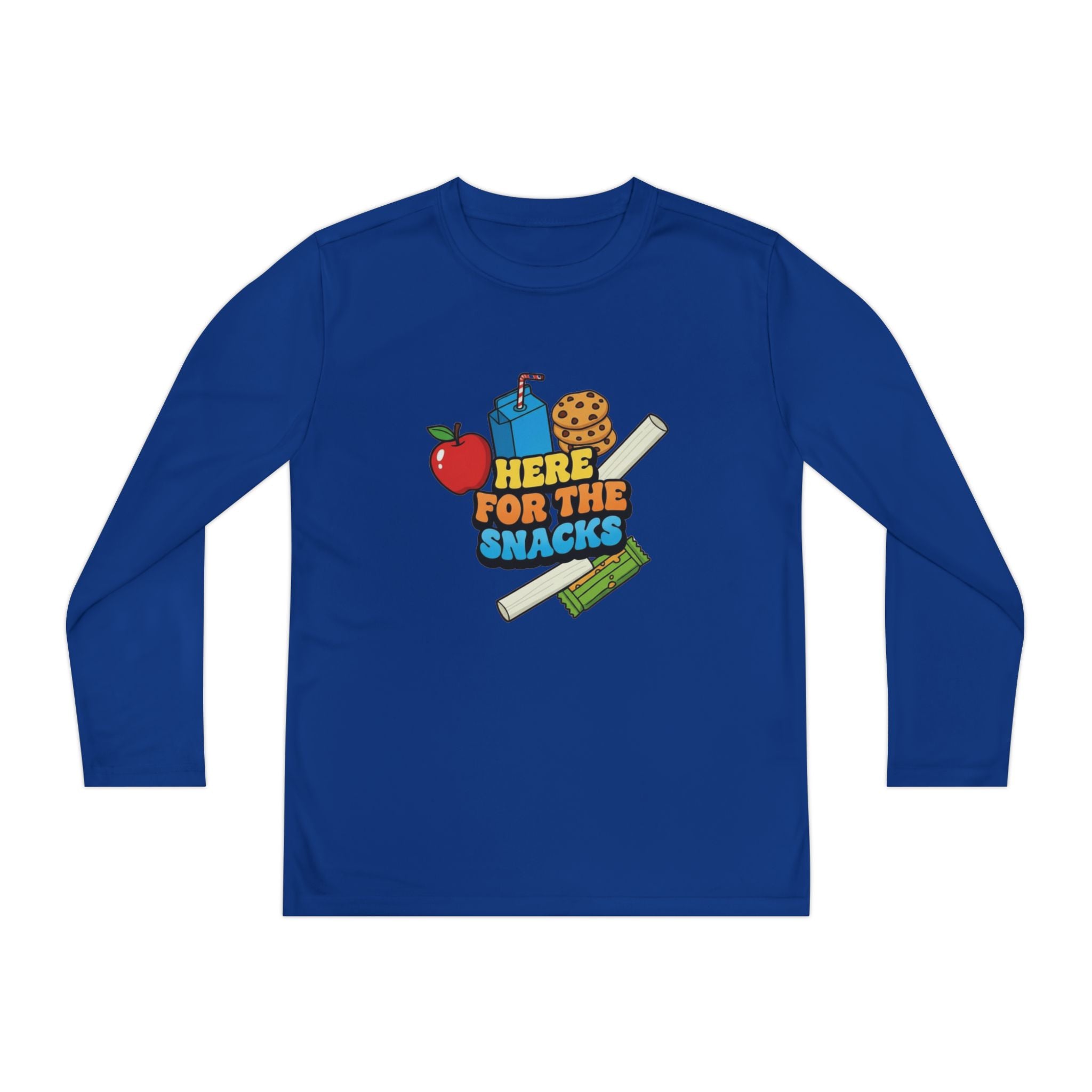 Here For The Snacks | Kids Long Sleeve Tee | Funny Back-to-School Graphic Shirt
