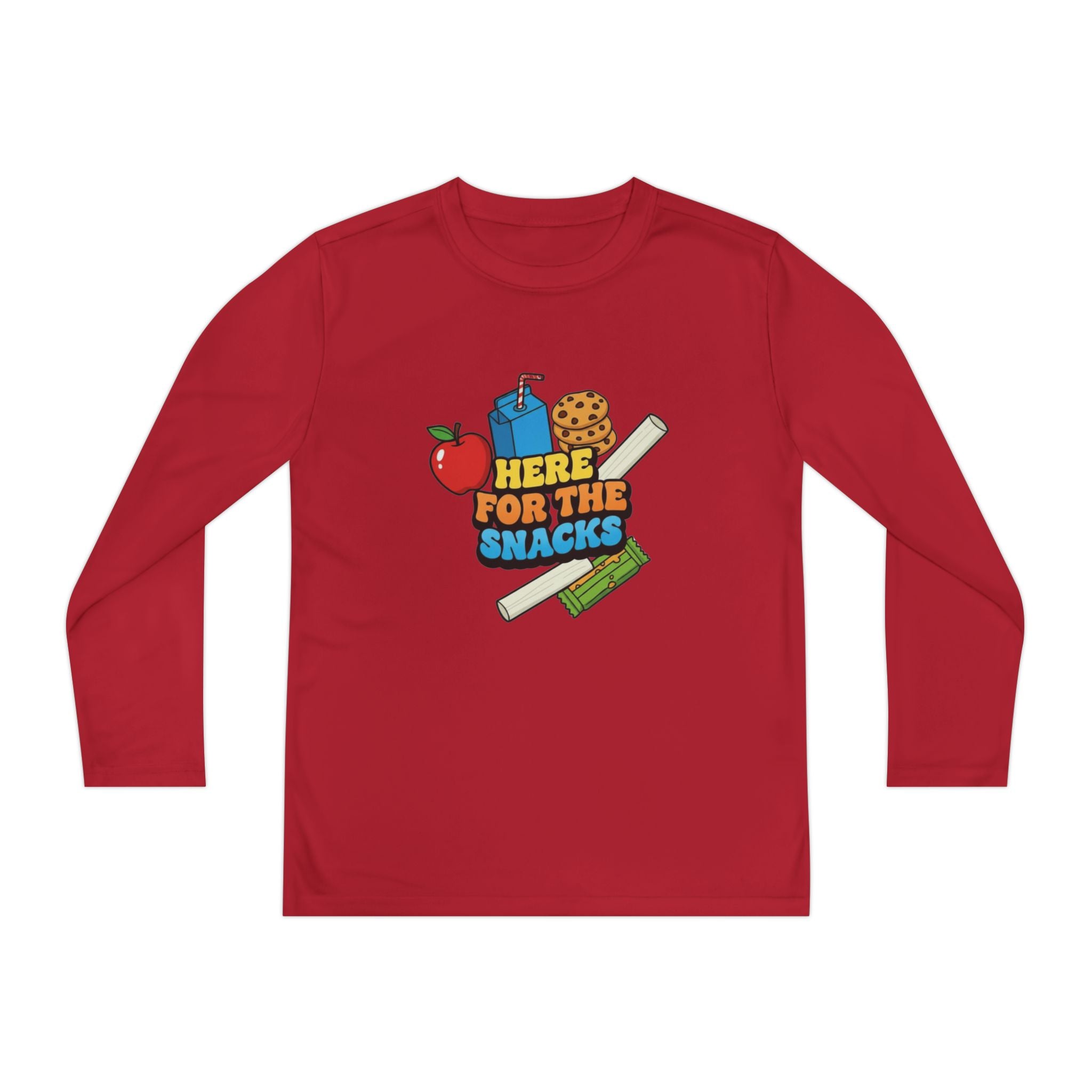 Here For The Snacks | Kids Long Sleeve Tee | Funny Back-to-School Graphic Shirt