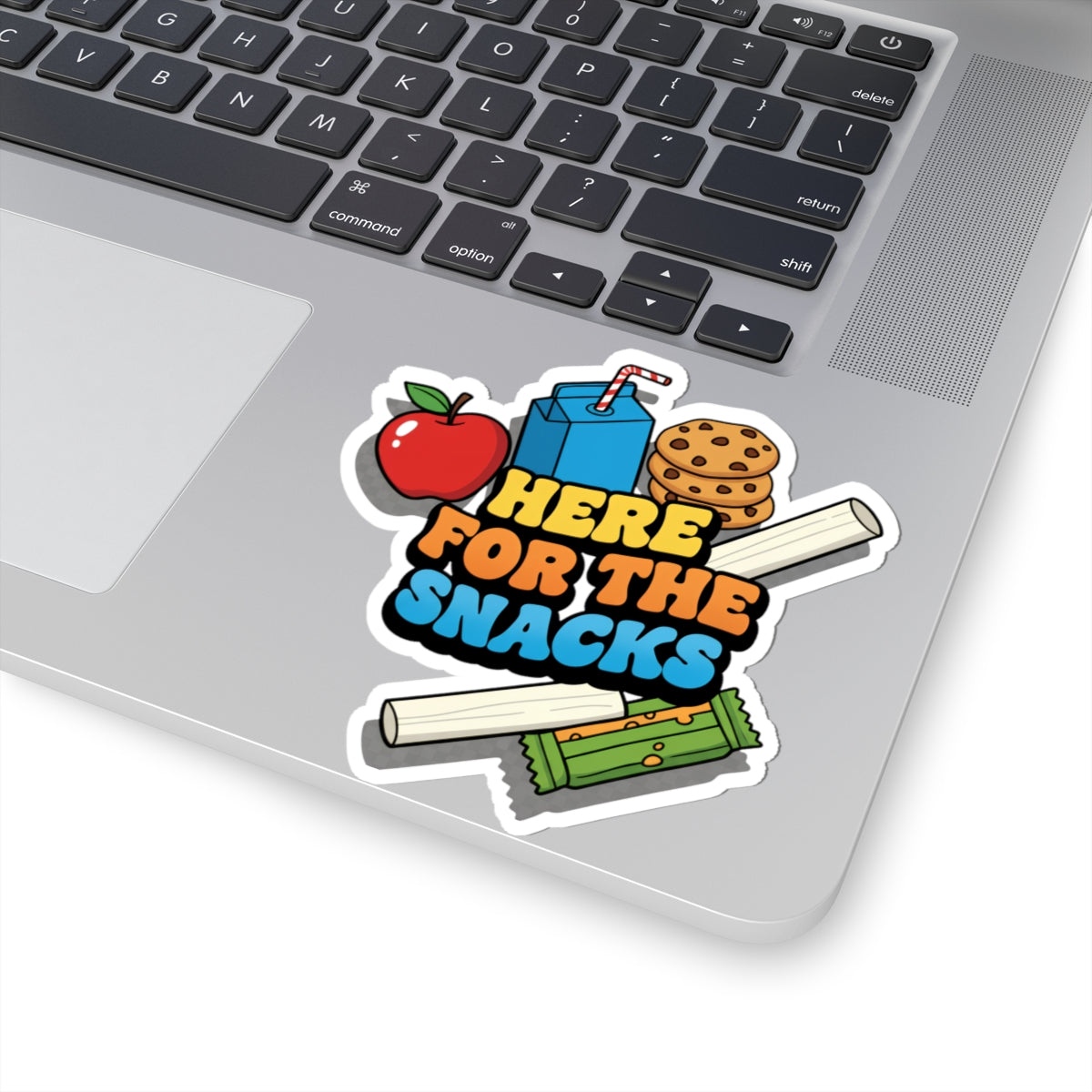 Here For The Snacks | Die-Cut Sticker | Kids Lunch Box & Backpack Sticker