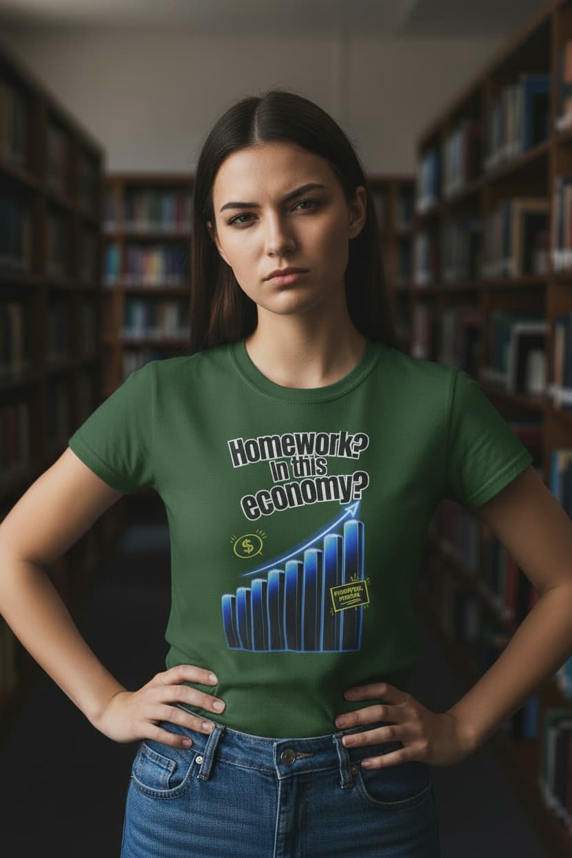 Homework? In This Economy? | Sarcastic Gen Z Graphic Tee | 100% Cotton
