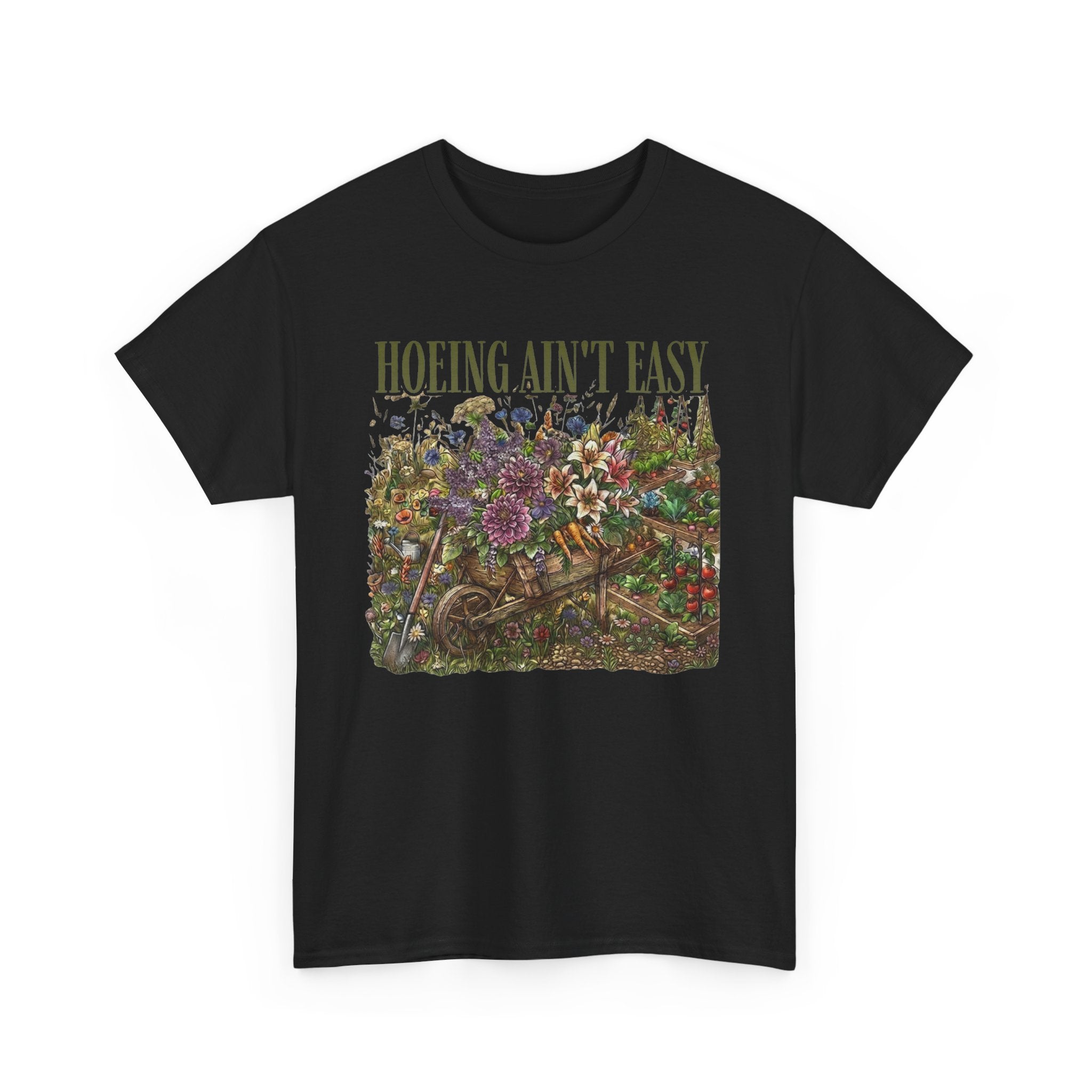 Hoeing Ain't Easy — Floral Garden Graphic Tee