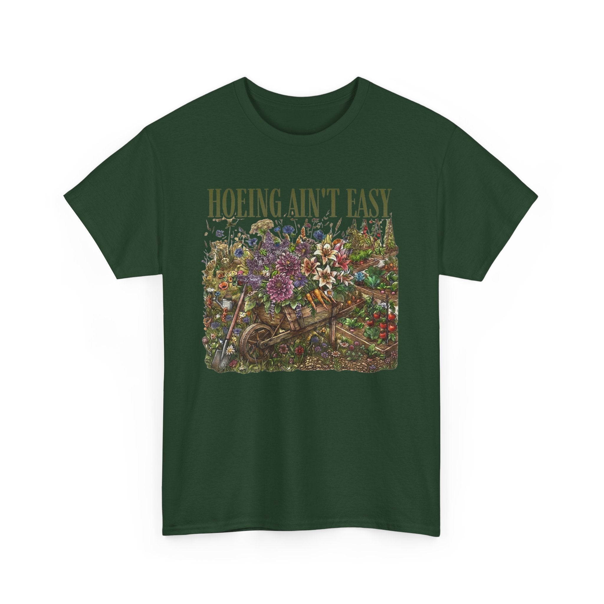 Hoeing Ain't Easy — Floral Garden Graphic Tee