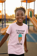 I Survived Summer...Barely | Kids Graphic Tee | Cute Ice Cream Design