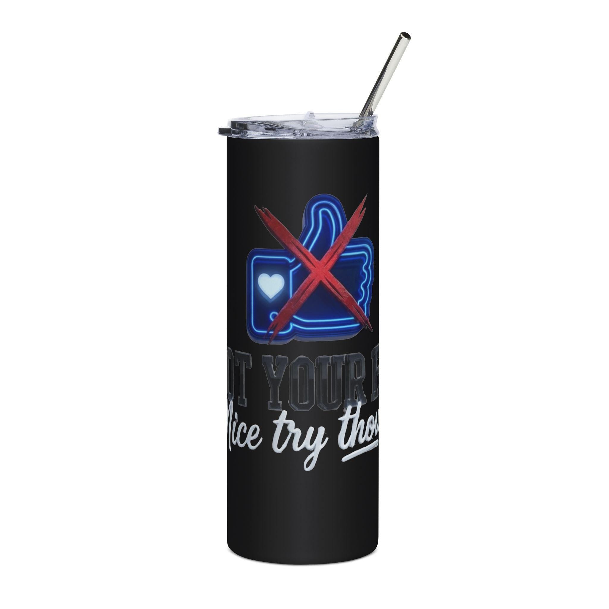 Dark Humor Thumbs Down Tumbler 20oz, Stainless Steel Travel Mug | Anti-Humor Design